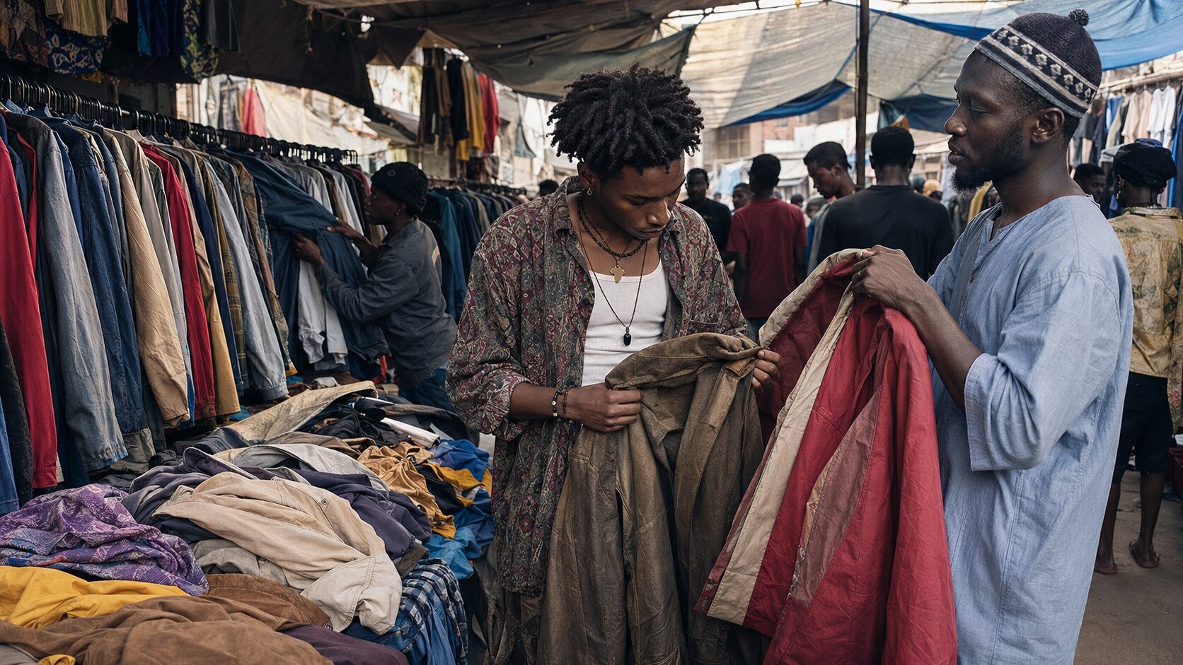 Découverte de vêtements de seconde main au marché Colobane