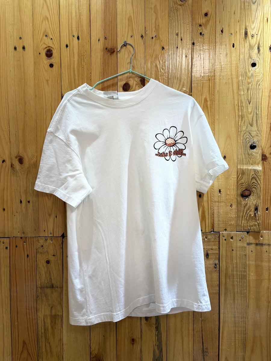 T-shirt blanc fleurs recto verso