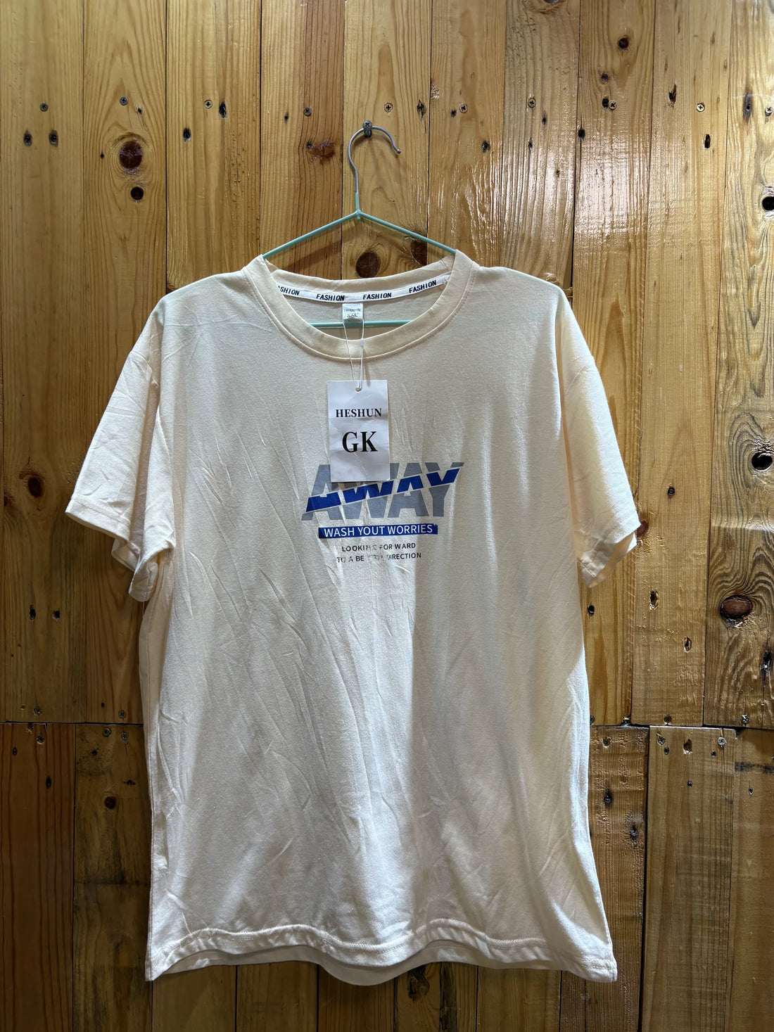 T-shirt écru graphique bleu