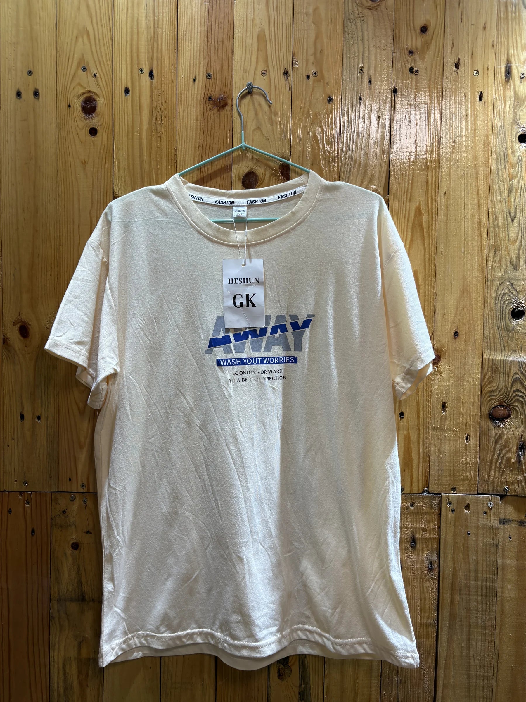 T-shirt écru graphique bleu