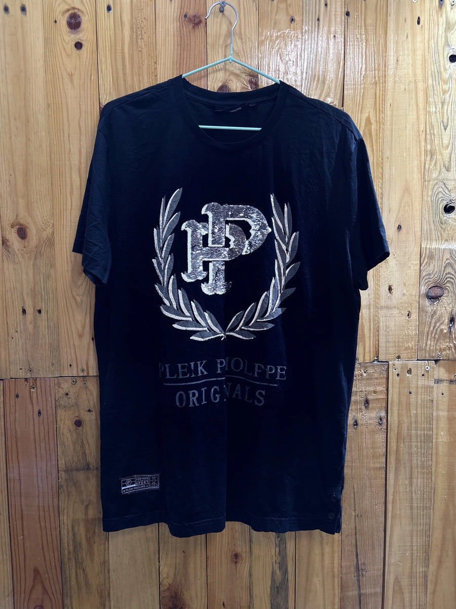 T-shirt noir emblème doré