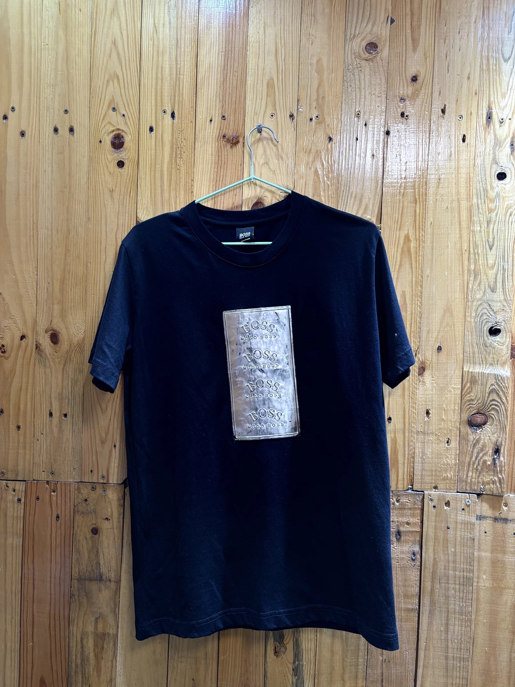 T-shirt BOSS noir panneau texturé
