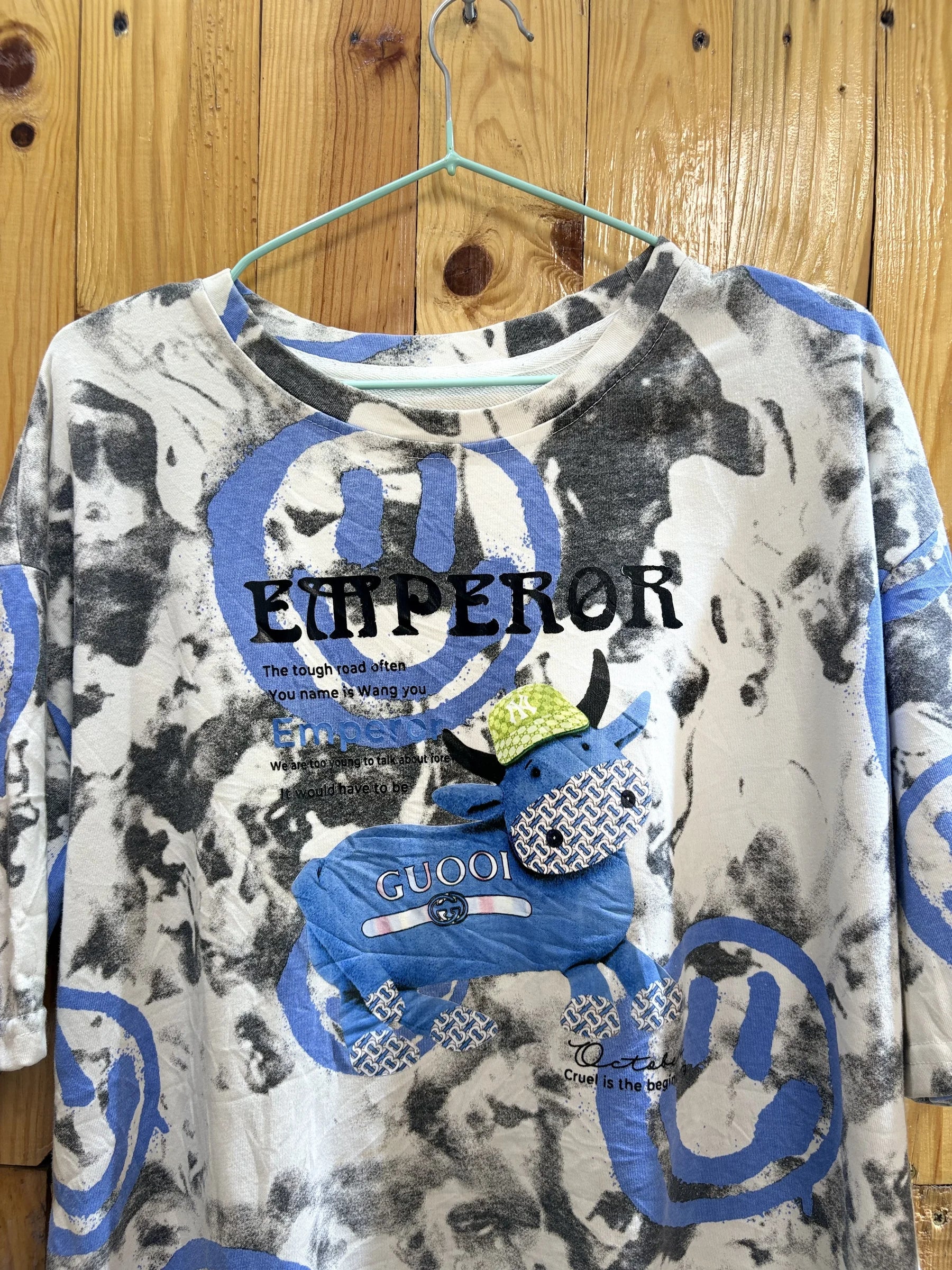T-shirt multicolore graphique bleu