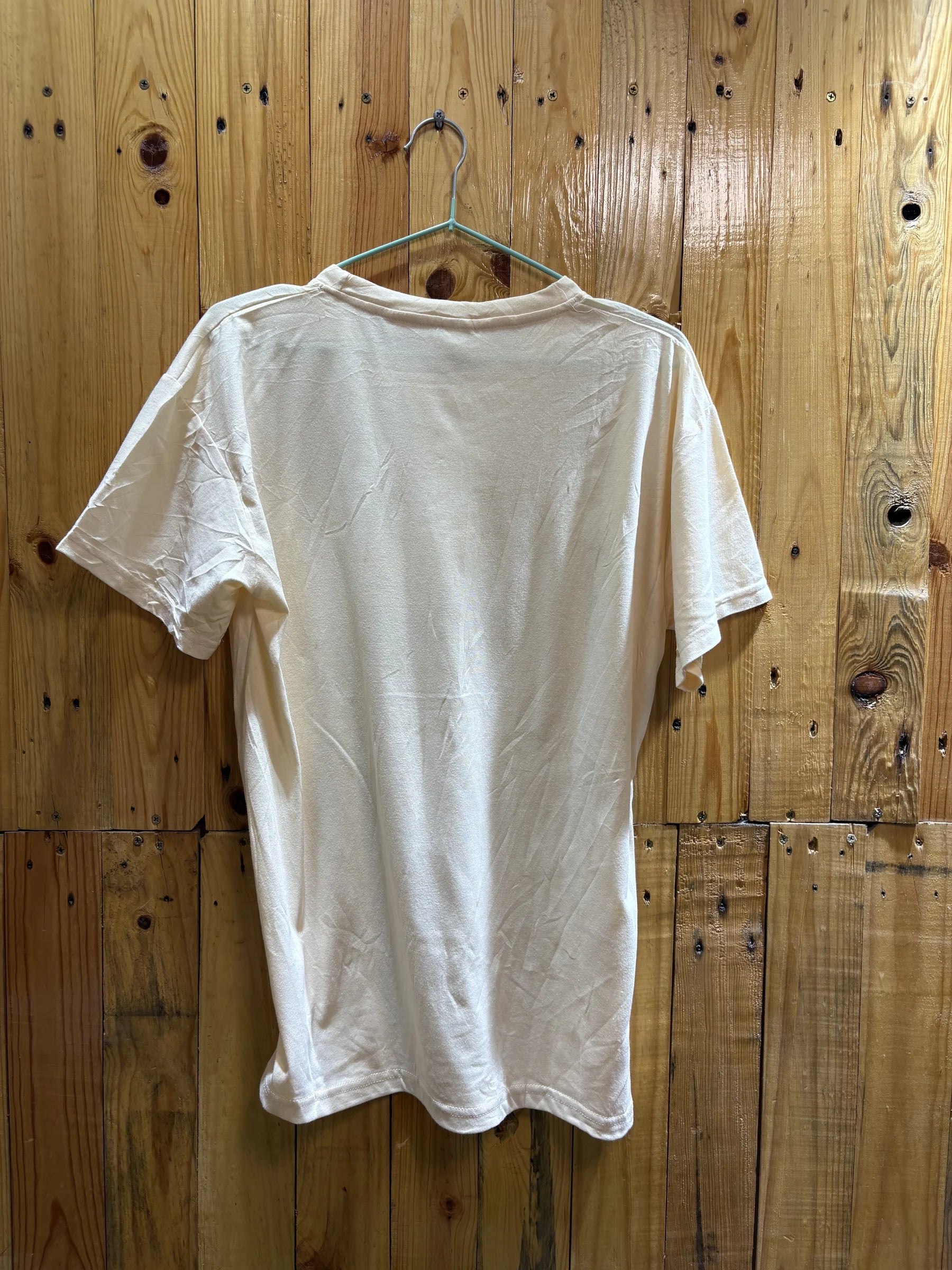 T-shirt écru graphique bleu