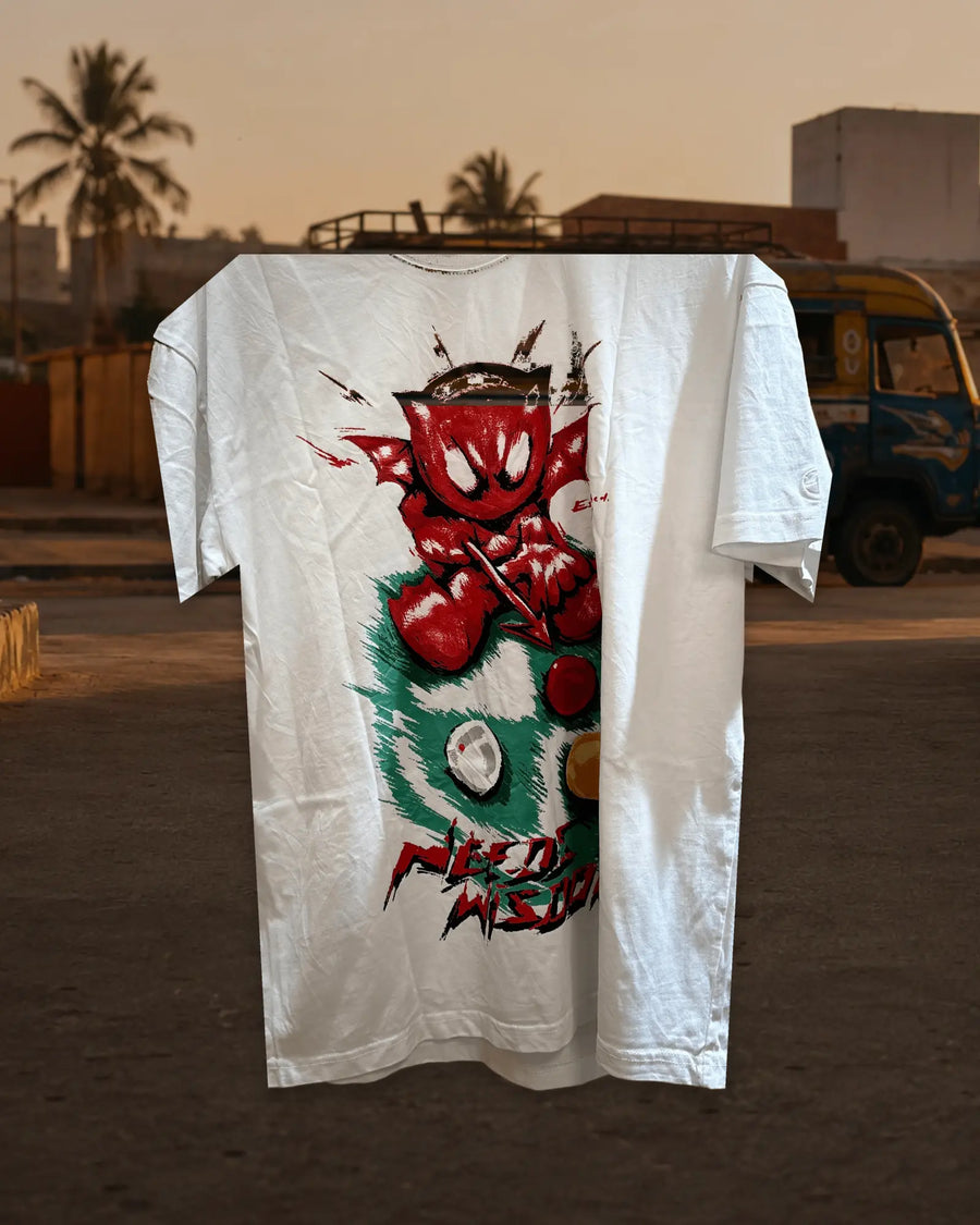 T-shirt blanc personnage rouge