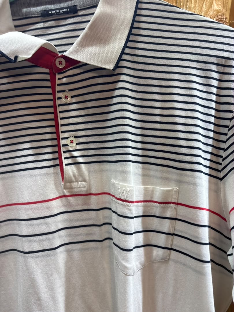 Polo Rayé blanc Rouge