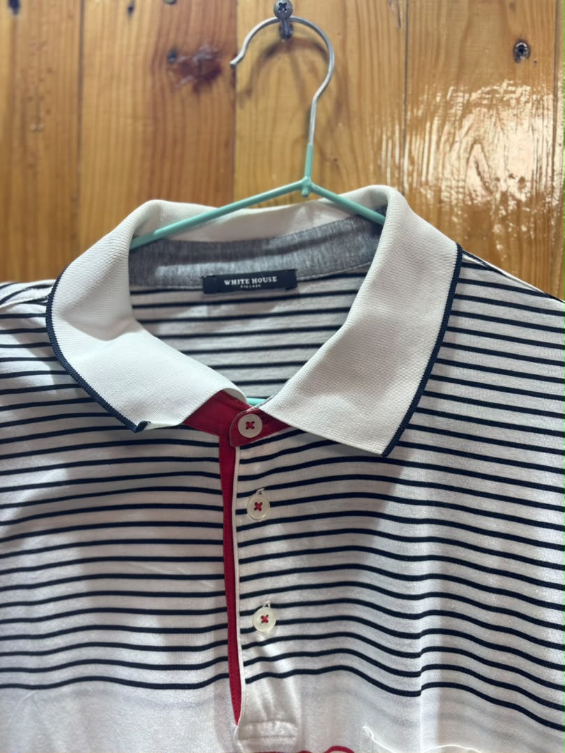 Polo Rayé blanc Rouge