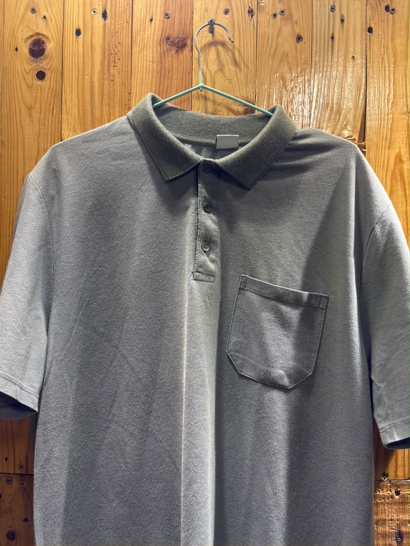 Polo Gris-vert Poche