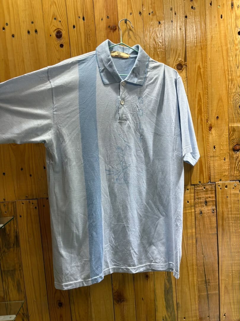Polo Golf bleu clair Blanc